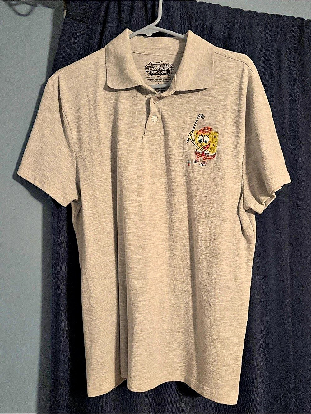 Nickelodeon SpongeBob SquarePants Polo Shirt Gray Large